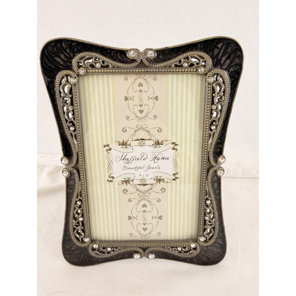 Sheffield Home Beautiful Jewels 4x6 Picture Frame Enamel Metal Rhinestones Photo
